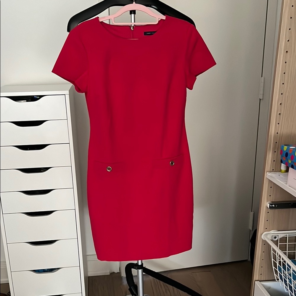 Tommy Hilfiger Red Sheath Mini Dress Short Sleeve